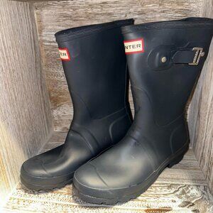 Hunter Womens Original Short Boots Waterproof Rain Navy Blue Matte